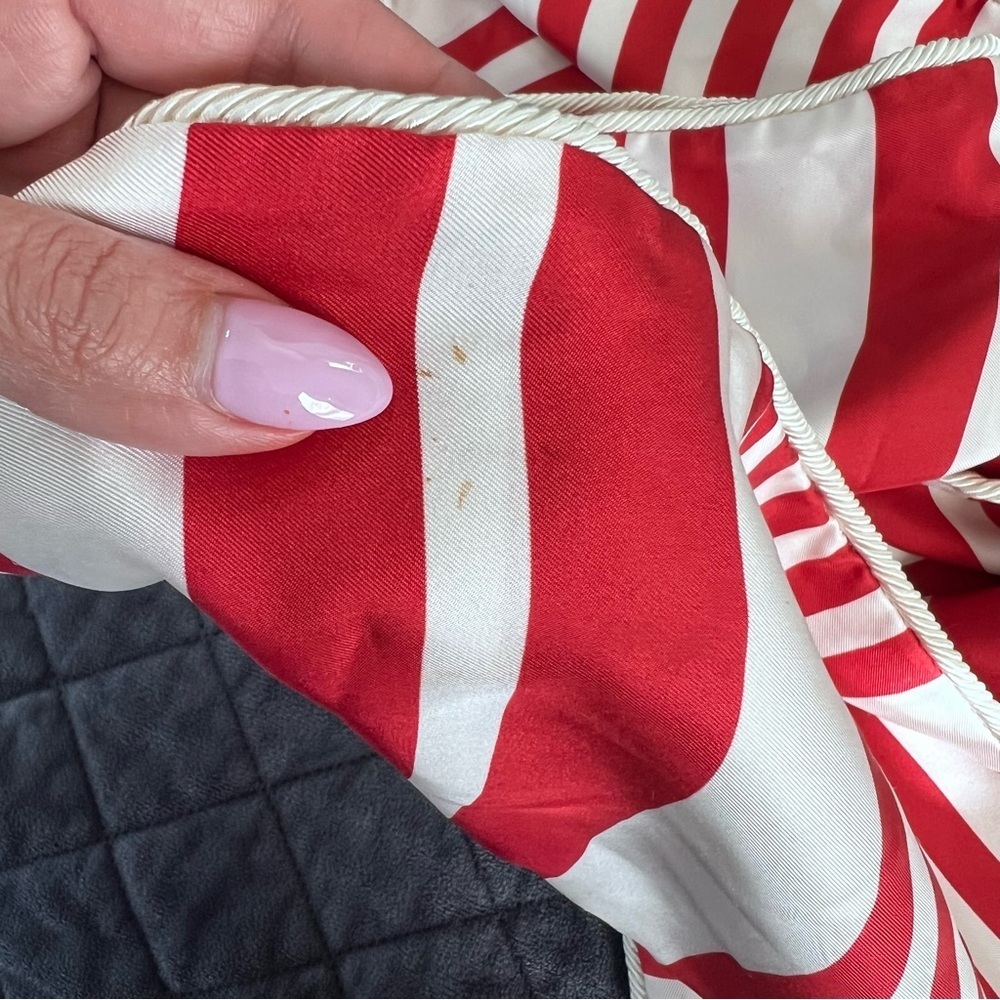 Burberry Vintage Silk Scarf Red White Stripe Wrap B5 - Picture 6 of 9